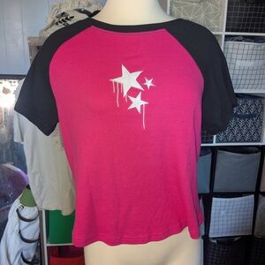 Pink and Black Star Print Rue+ Crop Top